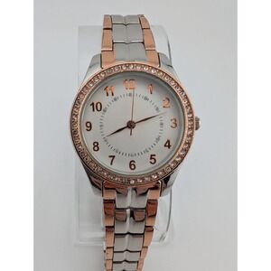 Women's Quartz Watch‎ 30mm Case Rose Gold & Silver 7.25" Band- New Battery